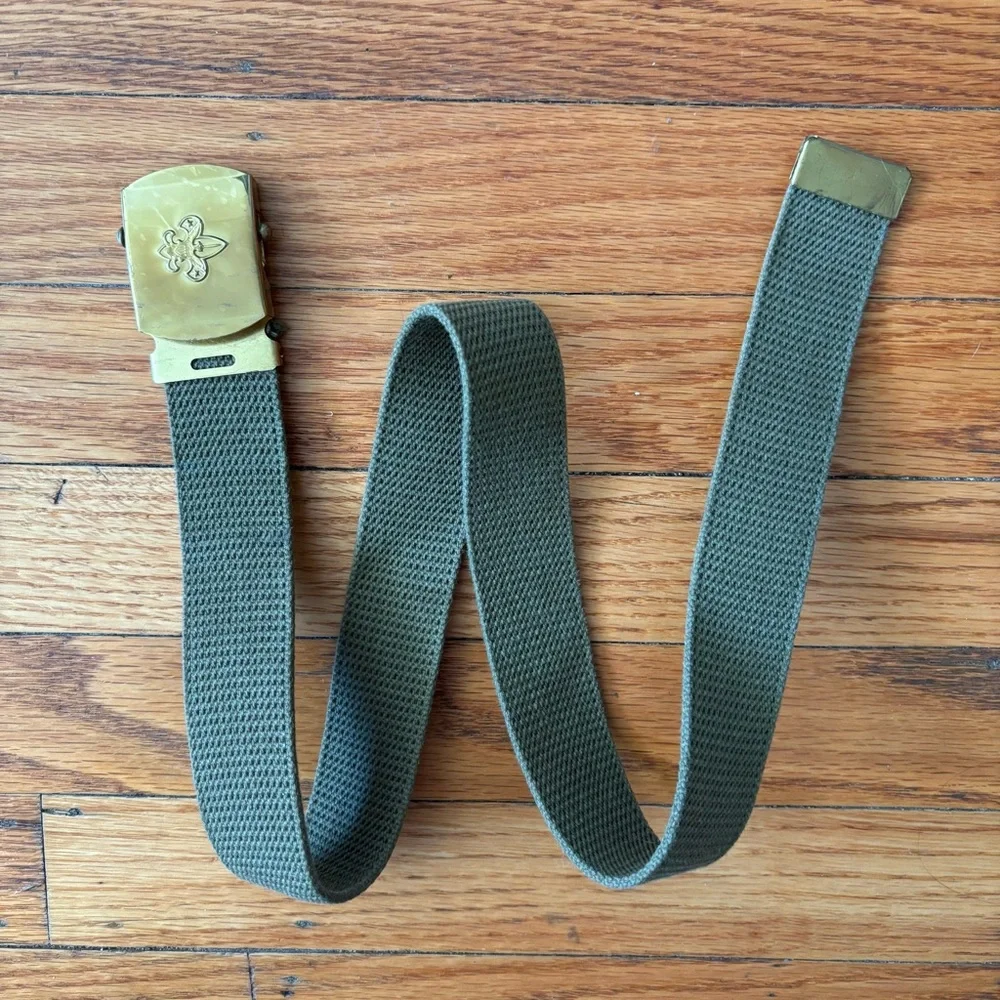 Boy Scouts Green Canvas Belt with Brass Buckle